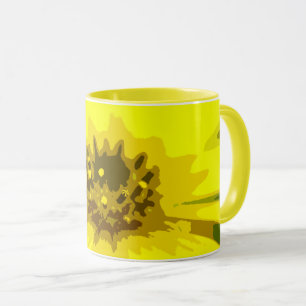 Pretty Abstract Vivid Yellow Daisy Flower  Mug