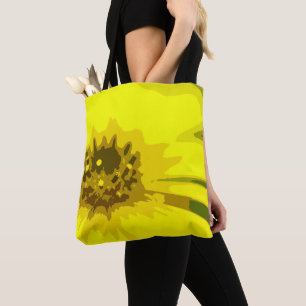 Pretty Abstract Vivid Yellow Daisy Flower  Tote Bag