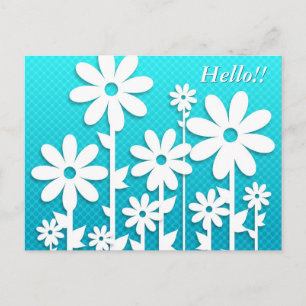 Pretty Abstract White Daisies Postcard