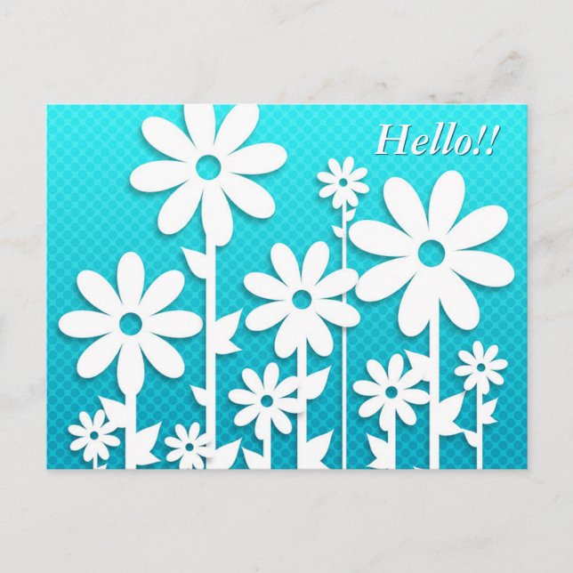 Pretty Abstract White Daisies Postcard (Front)