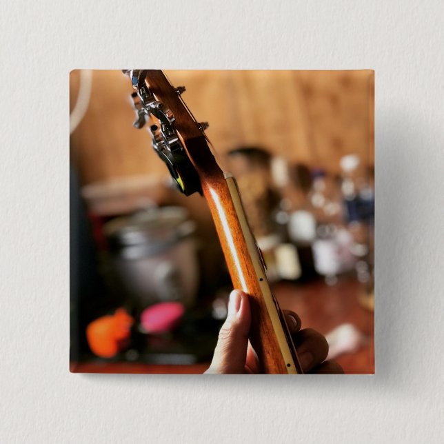 Pretty Acoustic Guitar 15 Cm Square Badge (Front)