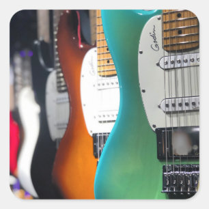 Pretty Acoustic Guitar Square Sticker