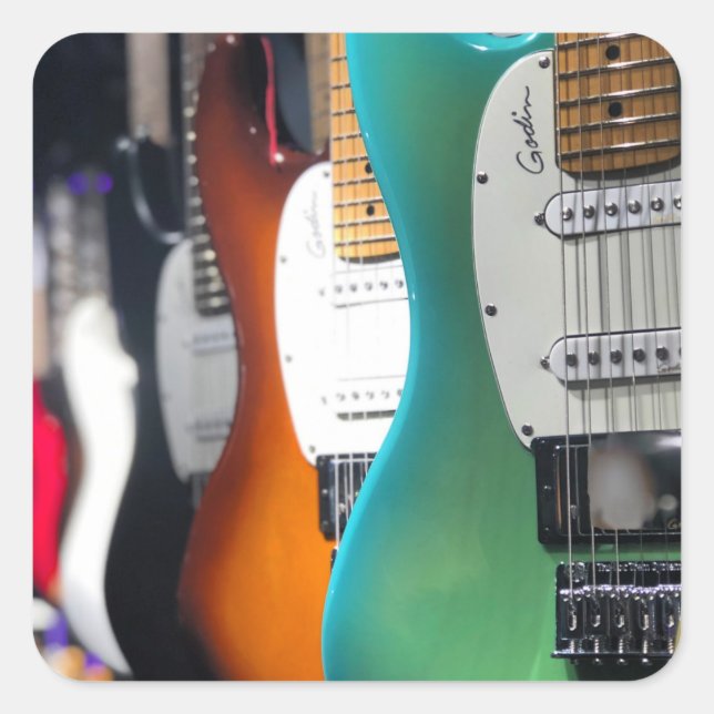 Pretty Acoustic Guitar Square Sticker (Front)