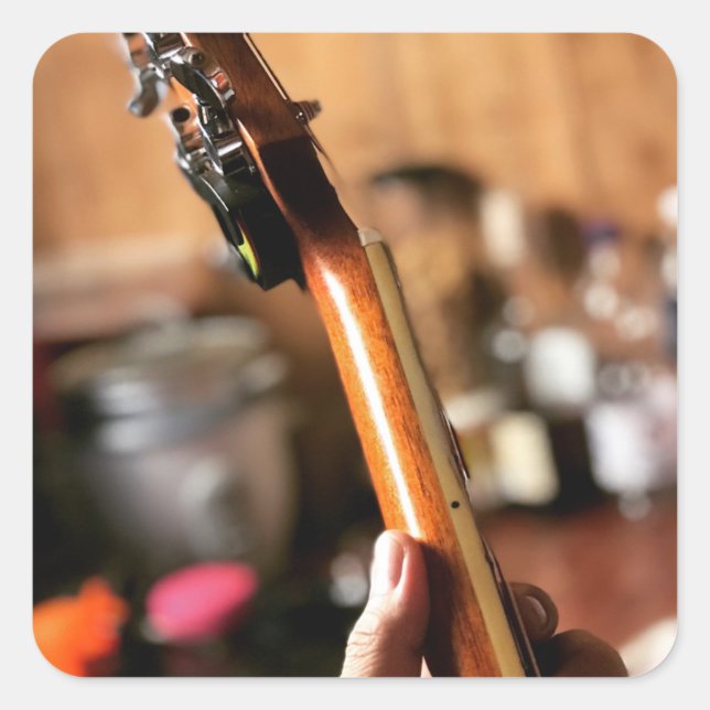 Pretty Acoustic Guitar Square Sticker (Front)