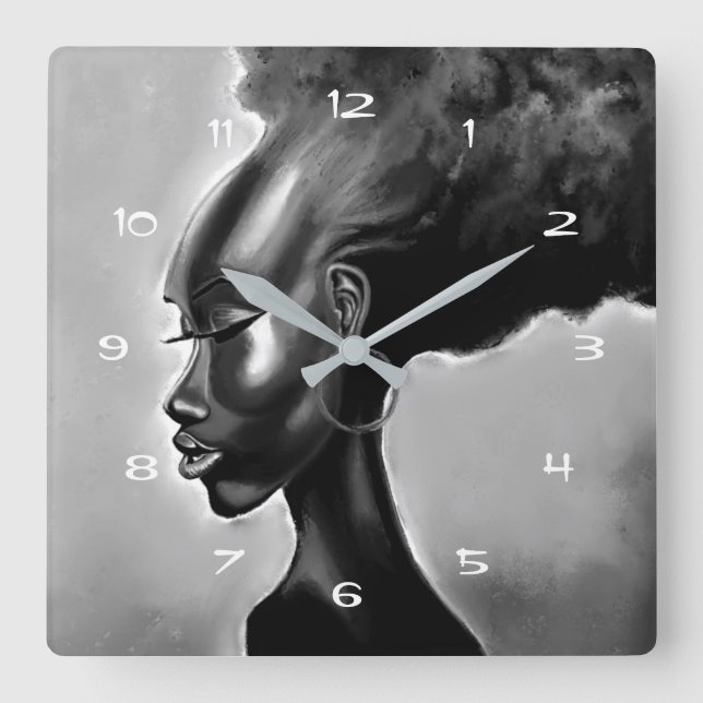 Pretty African Woman Wall Clock Painting (Front)