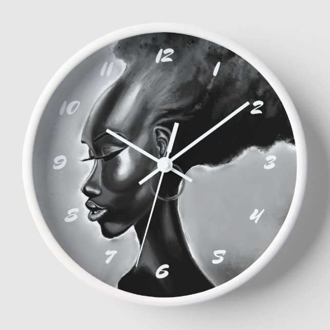 Pretty African Woman Wall Clock - Painting (Front)
