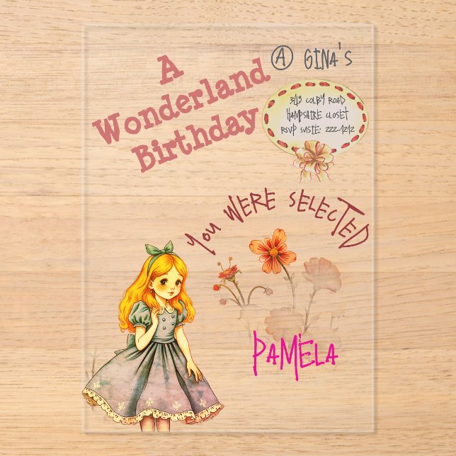  Pretty Alice in Wonderland  Acrylic Invitation (Front)