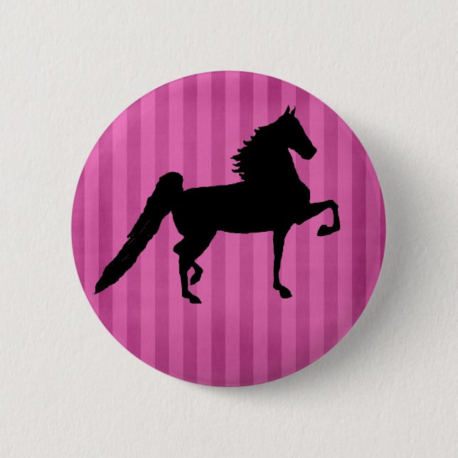 Pretty American Saddlebred Horse Pink Button (Front)