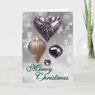 Pretty Amethyst Vintage Christmas Ornament Holiday Card