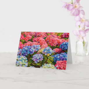 Pretty and Colourful Hydrangea Flowers Art Card