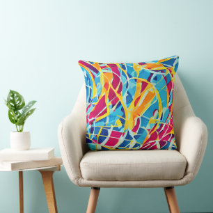 Pretty and cute abstract retro Contemporary Blue Cushion