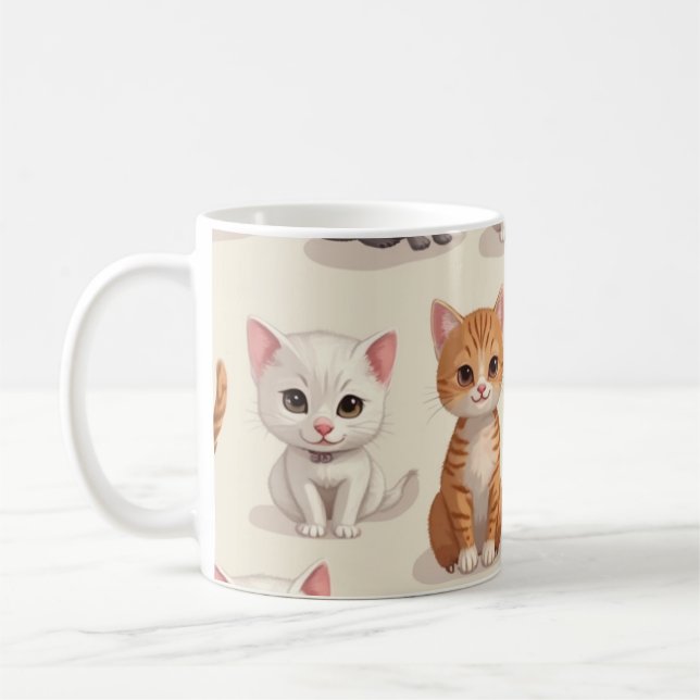Pretty and cute kitten pillow coffee mug (Left)