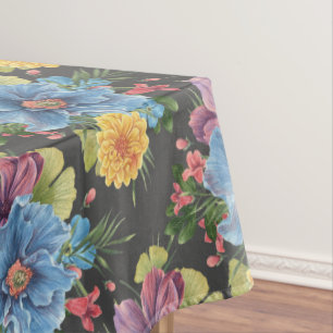 Pretty And Dark Floral Medium Tablecloth