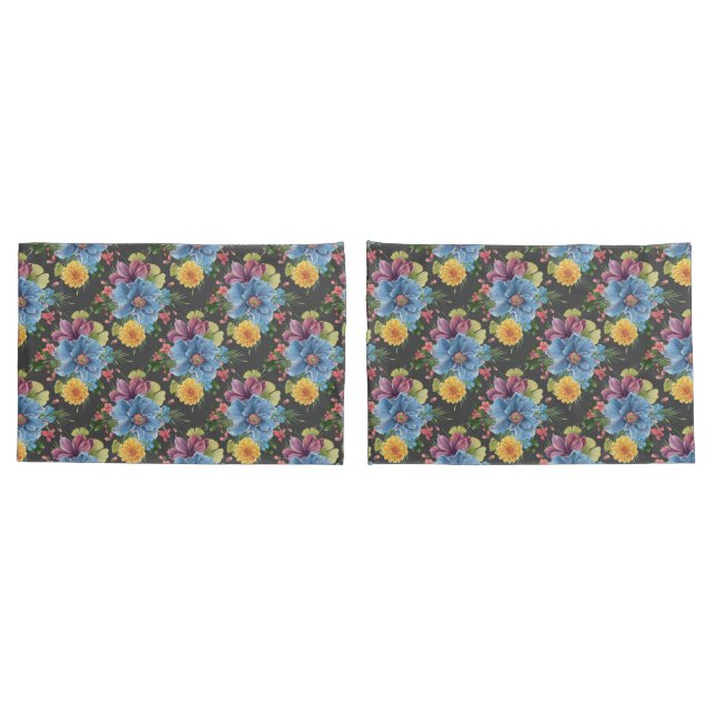 Pretty And  Dark Floral  Pillowcase (Back-Set)