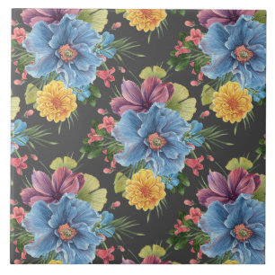 Pretty And Dark Floral Tile