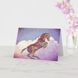 Pretty and Strong Colourful Horse Art Note Card