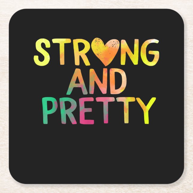 Pretty And Strong Woman Gym Workout Fitness Square Paper Coaster (Front)