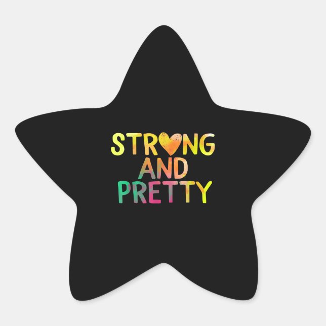 Pretty And Strong Woman Gym Workout Fitness Star Sticker (Front)