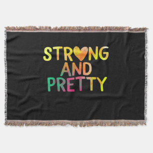 Pretty And Strong Woman Gym Workout Fitness Throw Blanket