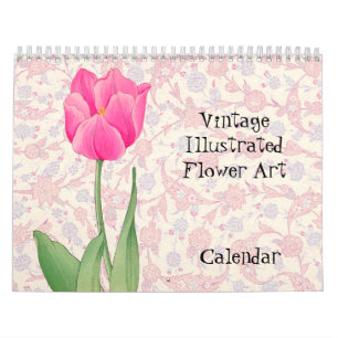 Pretty and Vintage Flower Art Calendar