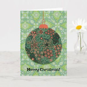Pretty and Vintage Green Ornament Christmas Retro Card