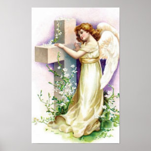 Pretty Angel And Cross Poster