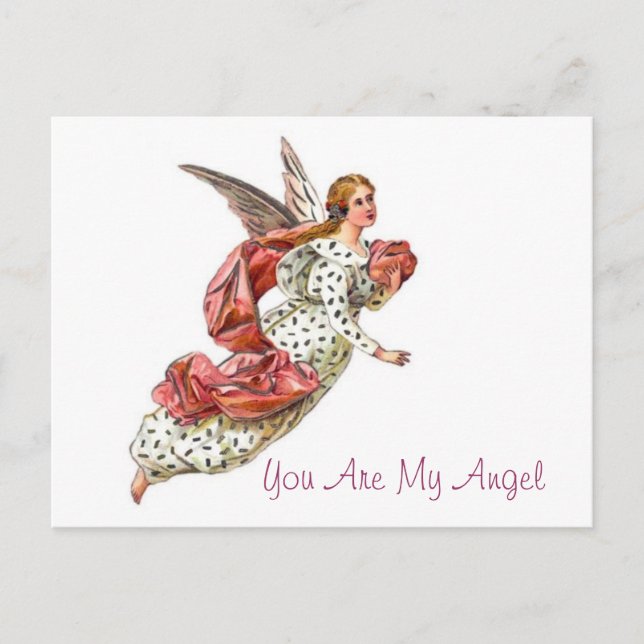Pretty Angel With Pink Ribbon Postcard (Front)