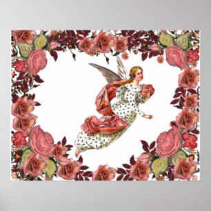Pretty Angel With Pink Ribbon Poster