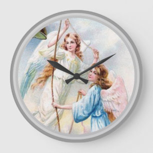 Pretty Angels With Bell Large Clock