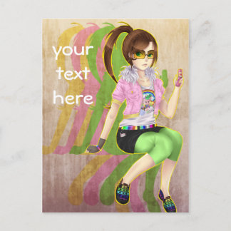 Pretty anime girl fashion victim post card