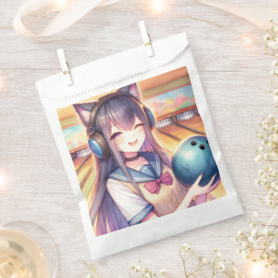 Pretty Anime Girl in Bowling Birthday Party Favour Bags