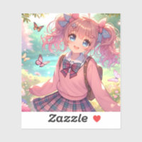 Pretty Anime Girl in Pink Pigtails
