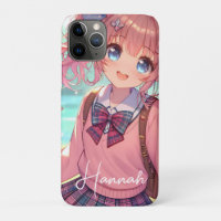 Pretty Anime Girl in Pink Pigtails