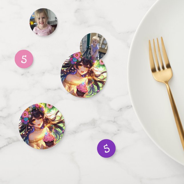 Pretty Anime Girl's Birthday Cupcake Confetti (Group)