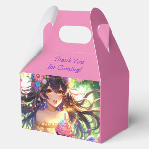 Pretty Anime Girl's Birthday Cupcake Favour Box