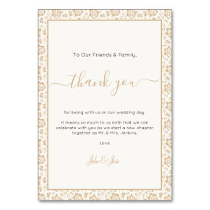 Pretty antique flower Wedding thank you Table Card