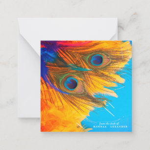 Pretty Aqua Blue Elegant Peacock Feather Card