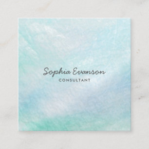 Pretty Aqua Blue Mother of Pearl Minimalist Square Business Card