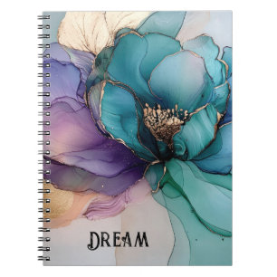 Pretty Aqua Blue Purple Gold Floral  Notebook