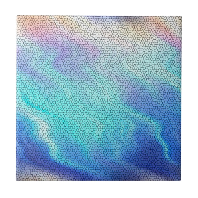 Pretty Aqua Blue Purple Pastel Mosaic Tiles (Front)