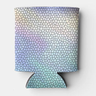 Pretty Aqua Blue Purple Pastel Mosaic Tiles Can Cooler