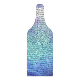 Pretty Aqua Blue Purple Pastel Mosaic Tiles Cutting Board