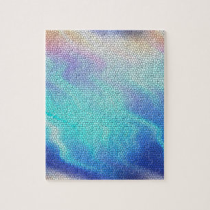 Pretty Aqua Blue Purple Pastel Mosaic Tiles Jigsaw Puzzle