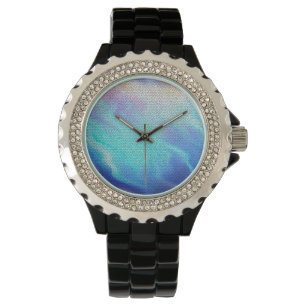 Pretty Aqua Blue Purple Pastel Mosaic Tiles Watch