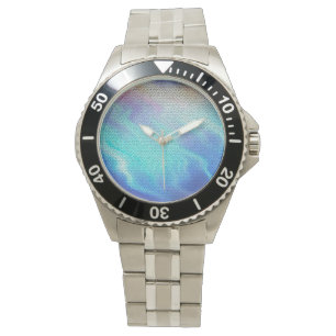 Pretty Aqua Blue Purple Pastel Mosaic Tiles Watch