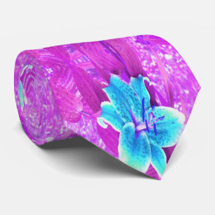 Pretty Aqua Blue Stargazer Lily on Purple Tie