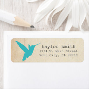 Pretty Aqua Hummingbird Return Address Labels
