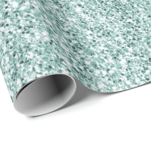 Pretty Aqua Mint Glitzy Glitter      Wrapping Paper