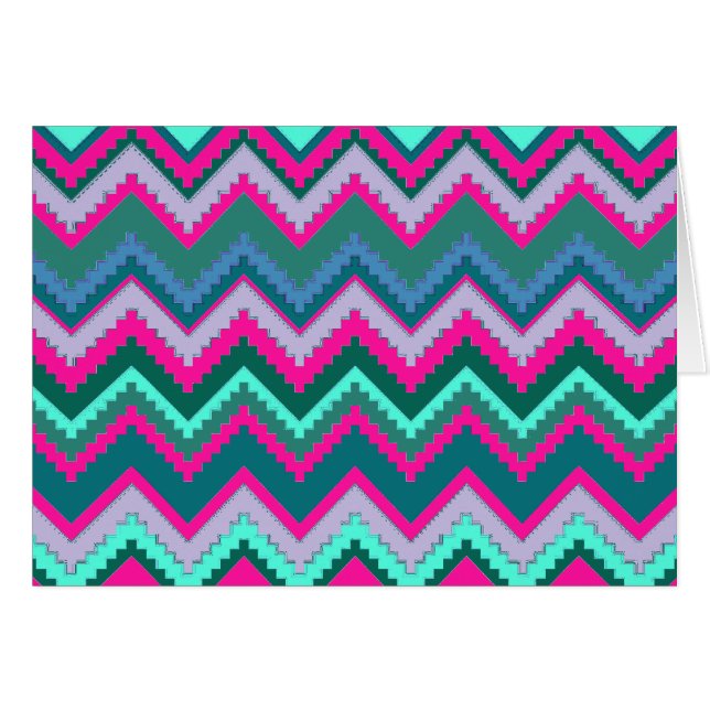 Pretty Aqua Teal Blue Pink Tribal Chevron Zig Zags (Front Horizontal)