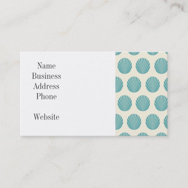 Pretty Aqua Teal Blue Shell Beach Pattern Gifts Business Card (Front)